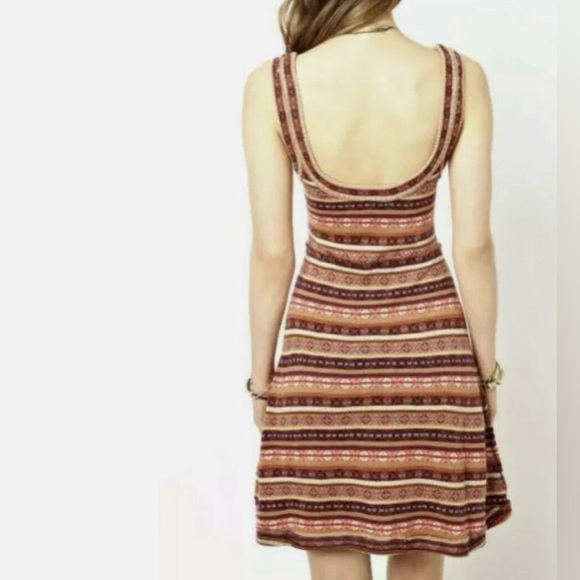FREE PEOPLE Fair Isle Wool Blend Knit Sweater Dress Brown Sleeveless Size Large - Picture 4 of 15
